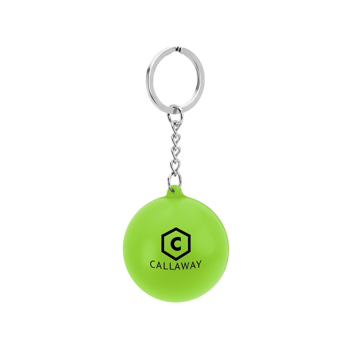 PU Keychain Stress Reliever, Round - Lime Green - Pad Print