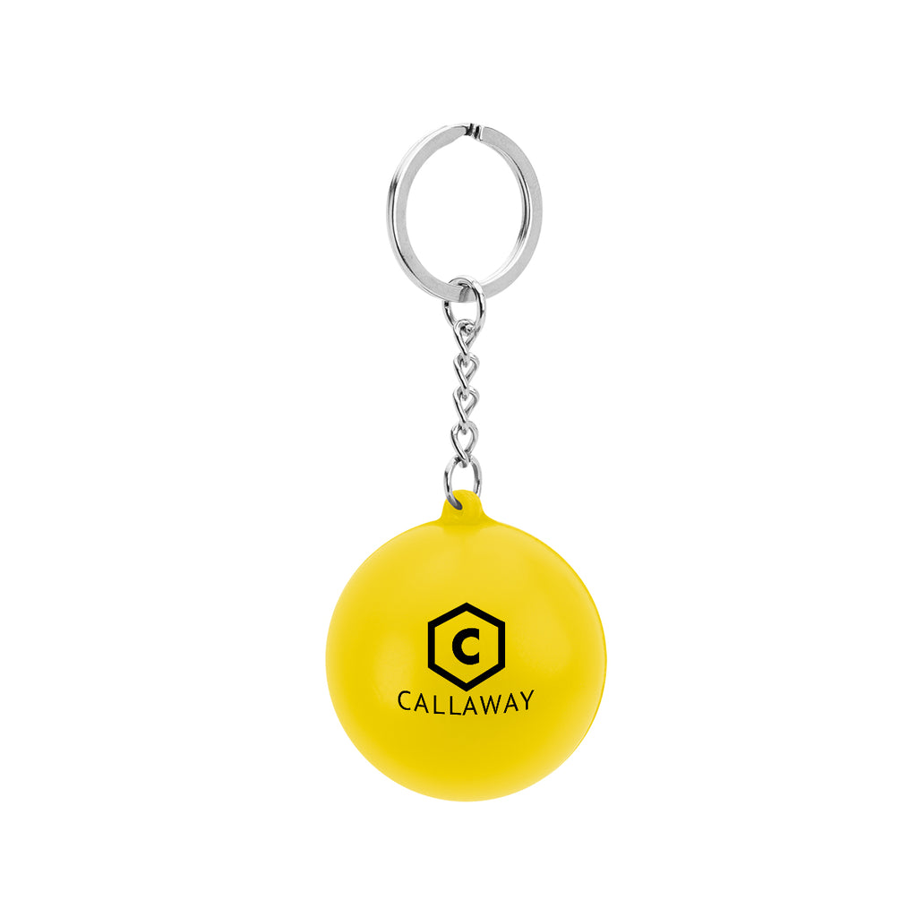 PU Keychain Stress Reliever, Round - Yellow - Pad Print