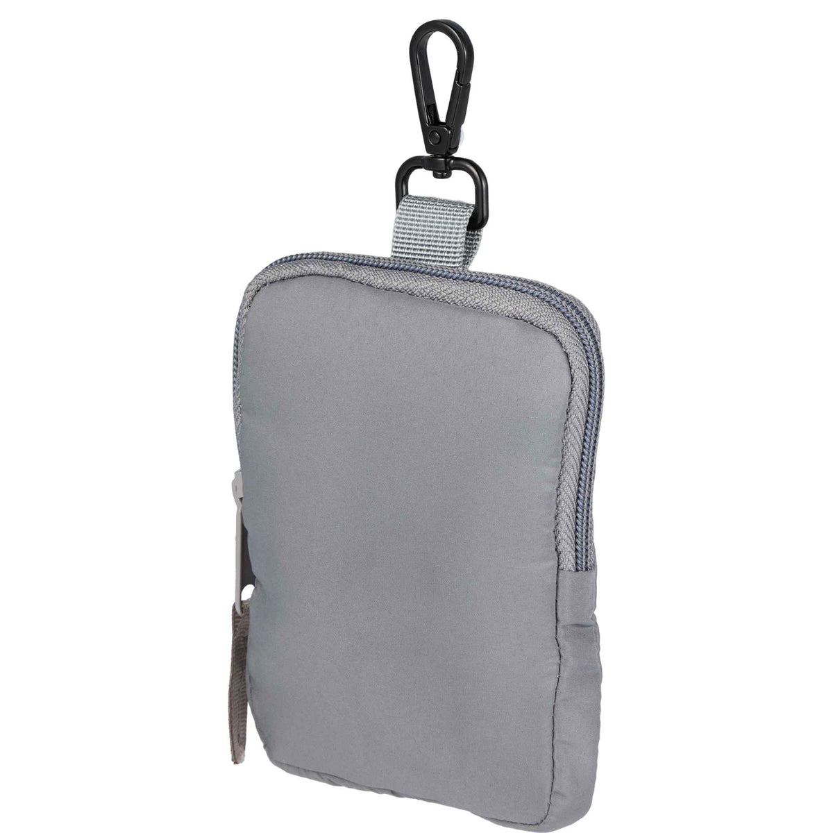 Puffer Clip-On Pouch in Recycled Fabric, Small Transfer - Gray - Left Angle