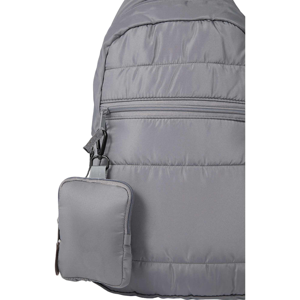 Puffer Clip-On Pouch in Recycled Fabric, Small Transfer - Gray - Propped Bag