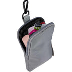 Puffer Clip-On Pouch in Recycled Fabric, Small Transfer - Gray - Propped