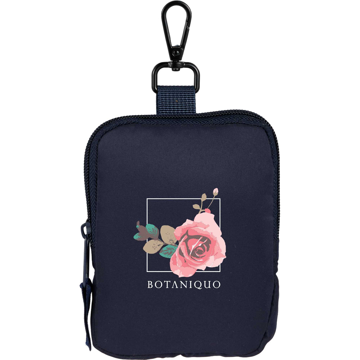 Puffer Clip-On Pouch in Recycled Fabric, Small Transfer - Navy - Front