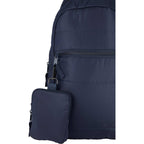 Puffer Clip-On Pouch in Recycled Fabric, Small Transfer - Navy - Propped On Model Bag