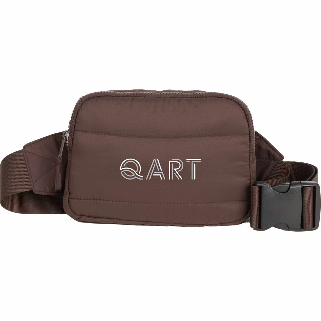 Puffer Fanny Pack in Quilted Recycled Fabric Transfer - Chocolate - Front