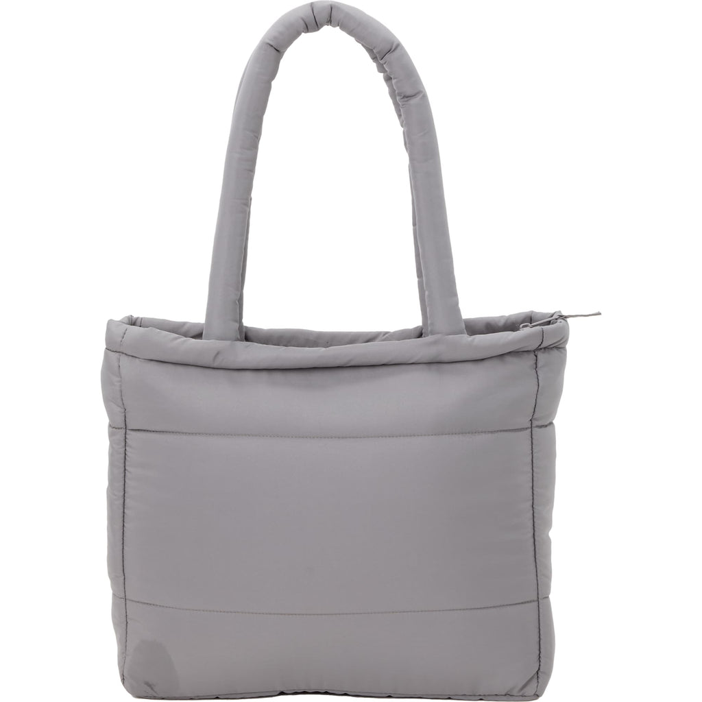 Puffer Laptop Tote in Quilted Recycled Fabric, 15 Inch Transfer - Gray - Back