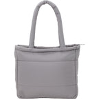Puffer Laptop Tote in Quilted Recycled Fabric, 15 Inch Transfer - Gray - Back