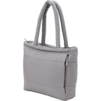 Puffer Laptop Tote in Quilted Recycled Fabric, 15 Inch Transfer - Gray - Left Angle