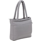 Puffer Laptop Tote in Quilted Recycled Fabric, 15 Inch Transfer - Gray - Right Angle