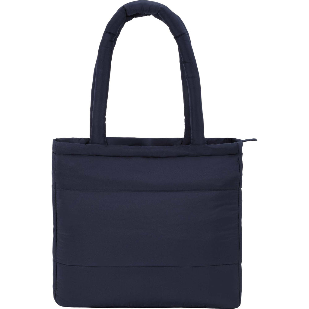 Puffer Laptop Tote in Quilted Recycled Fabric, 15 Inch Transfer - Navy - Back