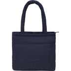 Puffer Laptop Tote in Quilted Recycled Fabric, 15 Inch Transfer - Navy - Back