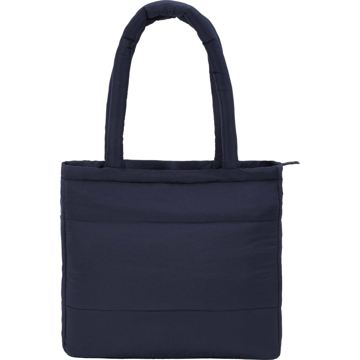 Puffer Laptop Tote in Quilted Recycled Fabric, 15 Inch Transfer - Navy - Back