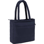 Puffer Laptop Tote in Quilted Recycled Fabric, 15 Inch Transfer - Navy - Right Angle
