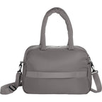 Puffer Quilted Duffel Bag in Recycled PET Embroidery - Gray - Back