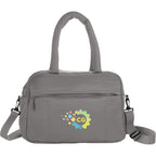 Puffer Quilted Duffel Bag in Recycled PET Embroidery - Gray - Front