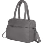 Puffer Quilted Duffel Bag in Recycled PET Embroidery - Gray - Left Angle 2
