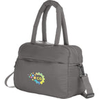 Puffer Quilted Duffel Bag in Recycled PET Embroidery - Gray - Left Angle
