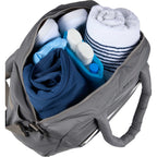 Puffer Quilted Duffel Bag in Recycled PET Embroidery - Gray - Propped