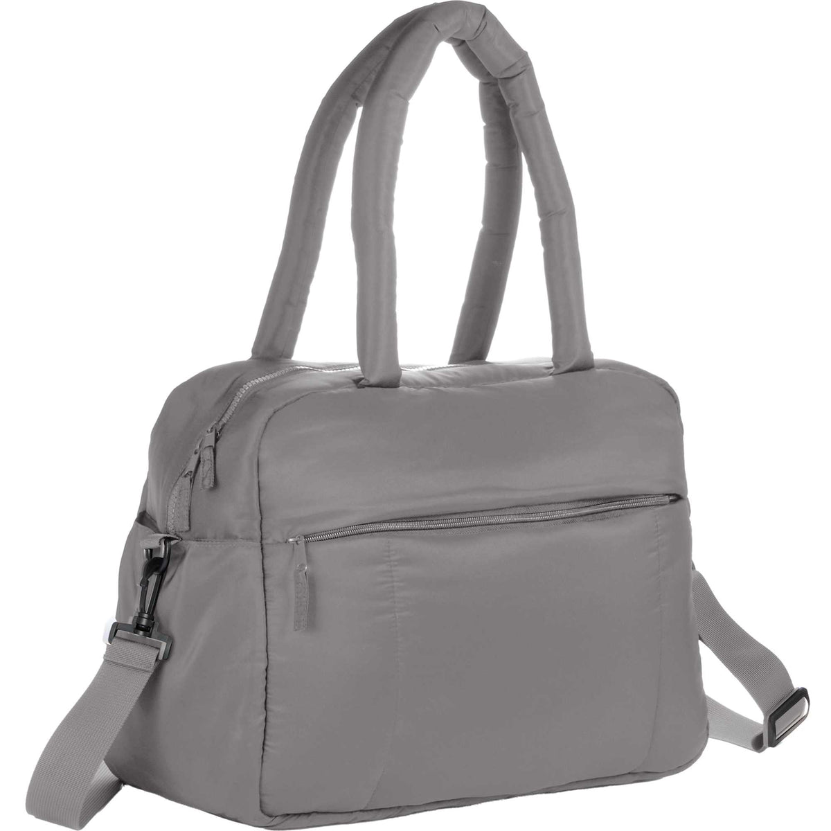 Puffer Quilted Duffel Bag in Recycled PET Embroidery - Gray - Right Angle