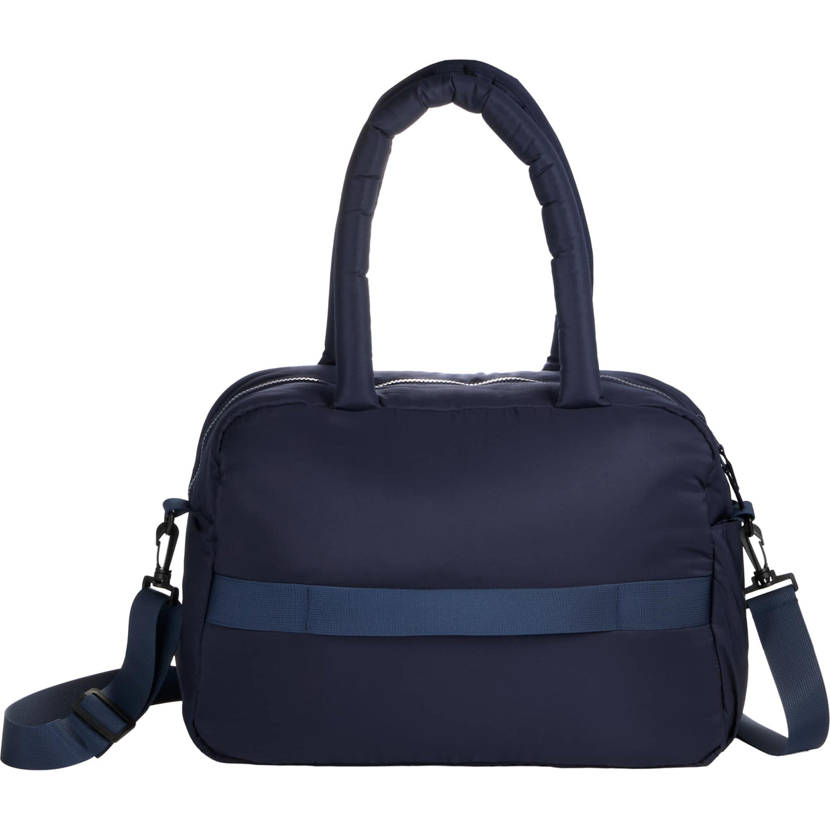 Puffer Quilted Duffel Bag in Recycled PET Embroidery - Navy - Back