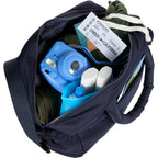 Puffer Quilted Duffel Bag in Recycled PET Embroidery - Navy - Propped
