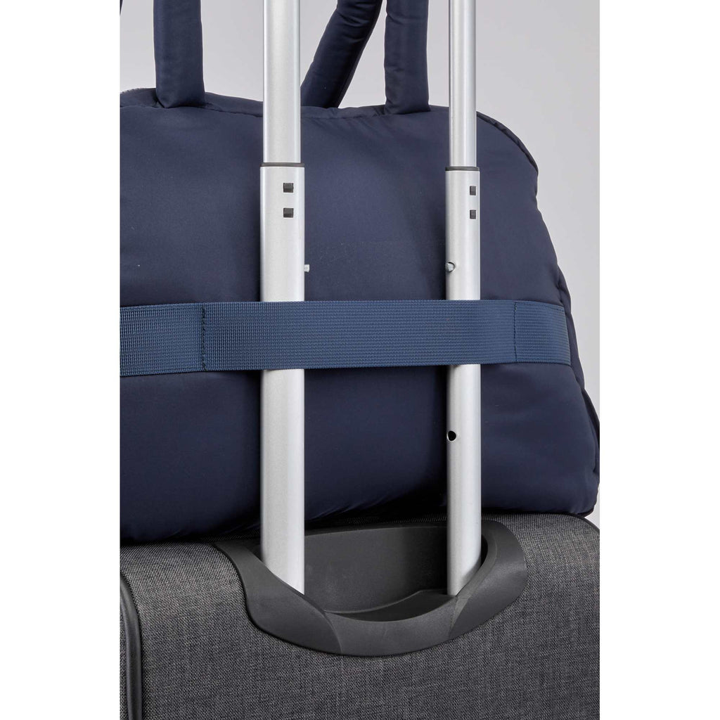 Puffer Quilted Duffel Bag in Recycled PET Embroidery - Navy - Trolley
