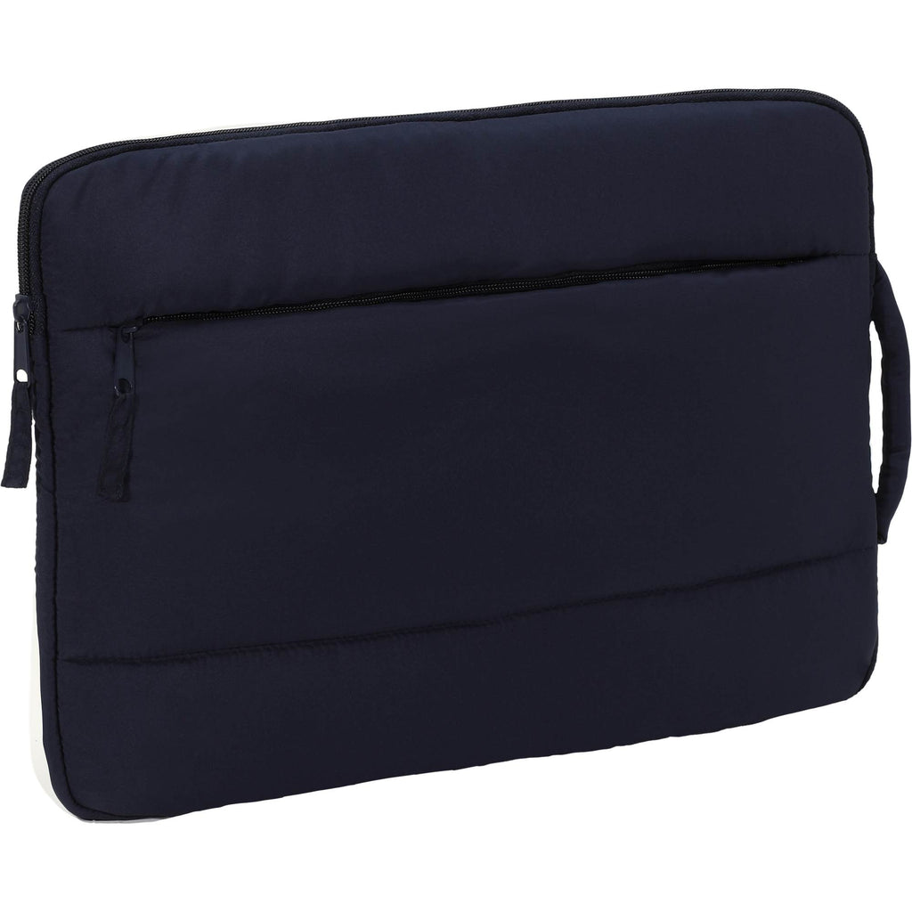 Puffer Quilted Recycled Laptop Sleeve, 15 Inch Embroidery - Navy - Right Angle