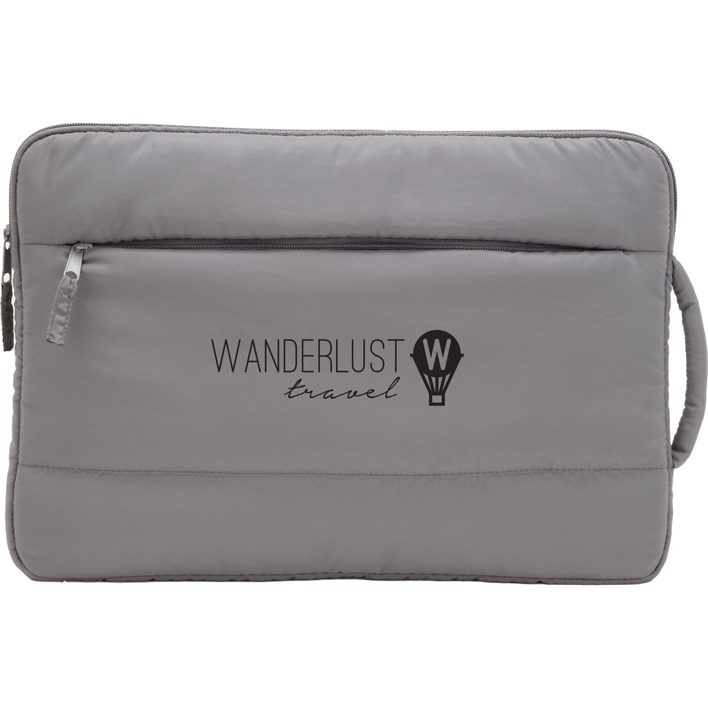 Puffer Quilted Recycled Laptop Sleeve, 15 Inch Transfer - Gray - Front