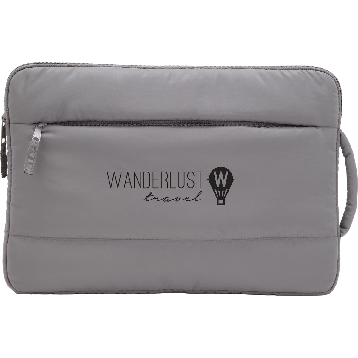 Puffer Quilted Recycled Laptop Sleeve, 15 Inch Transfer - Gray - Front