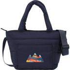 Puffer Quilted Tote Cooler for 9 Cans Transfer - Navy - Front