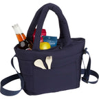 Puffer Quilted Tote Cooler for 9 Cans Transfer - Navy - Propped 2