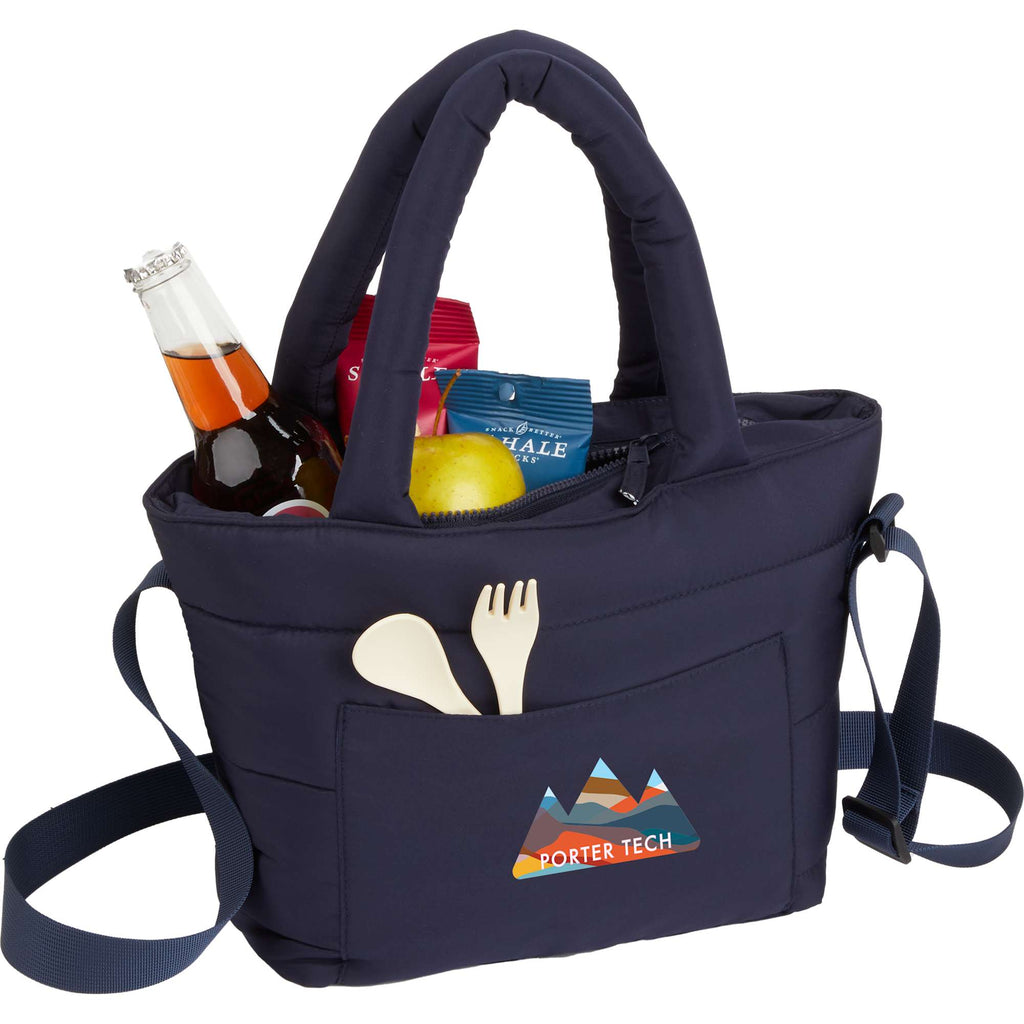 Puffer Quilted Tote Cooler for 9 Cans Transfer - Navy - Propped