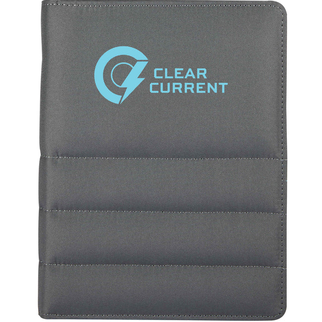 Puffer Quilted Zippered Padfolio Transfer
