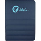 Puffer Quilted Zippered Padfolio Transfer - Navy - Front
