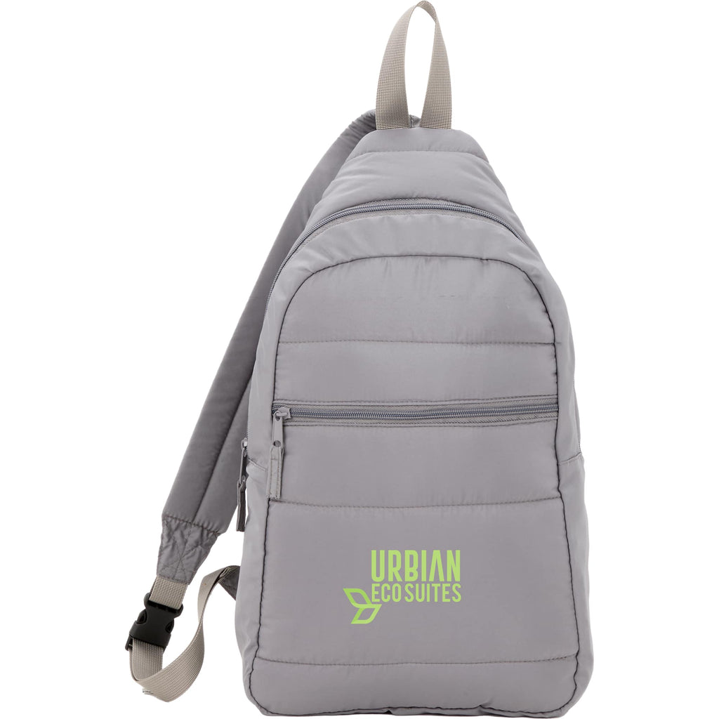 Puffer Sling Bag in Quilted Recycled PET Transfer - Gray - Front