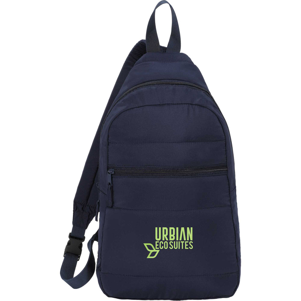 Puffer Sling Bag in Quilted Recycled PET Transfer - Navy - Front