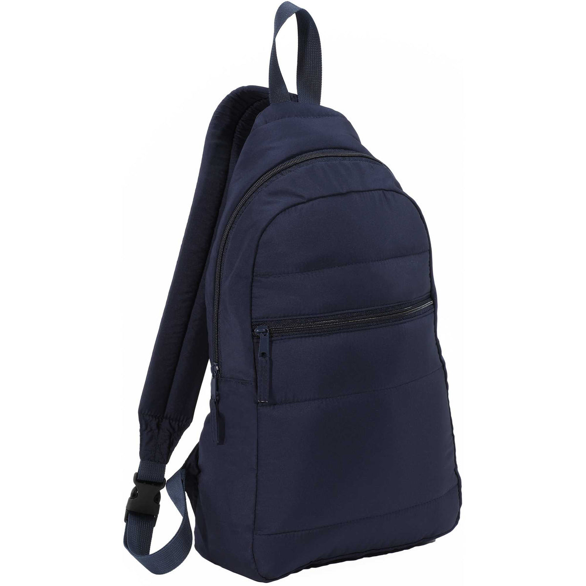 Puffer Sling Bag in Quilted Recycled PET Transfer - Navy - Right Angle