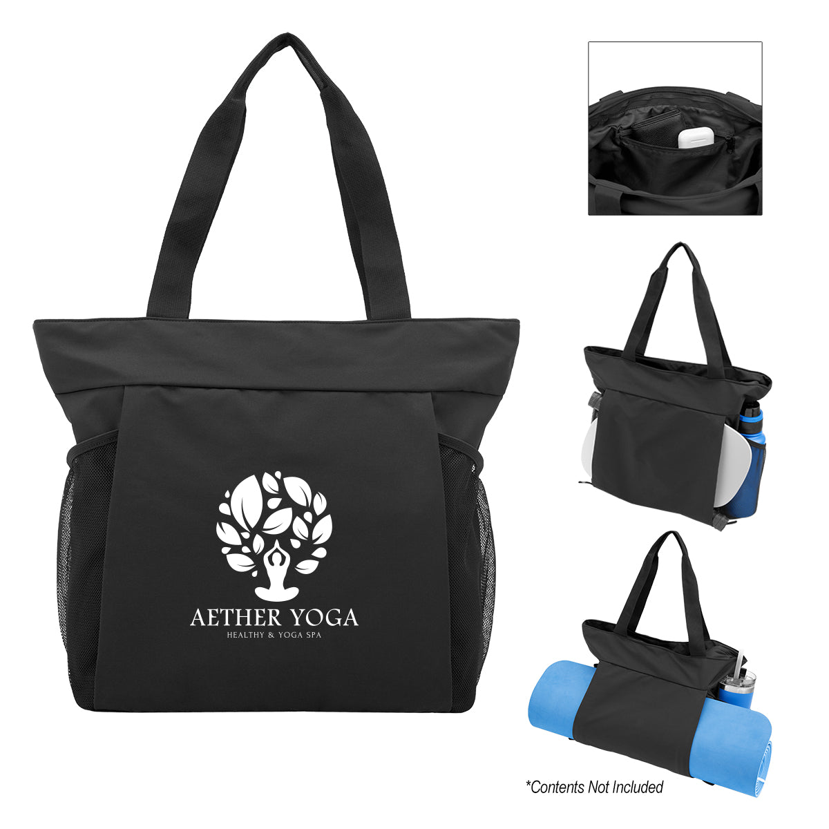 Pulse Tote Bag, Recycled - Black - Silk Screen