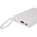 Pure Power Fast Charging Power Bank, 10,000 mAh 35W Full Color - White - Ports
