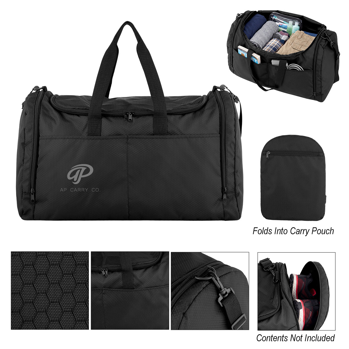 Pursuit Duffel Bag in Recycled PET - Black - Silk Screen