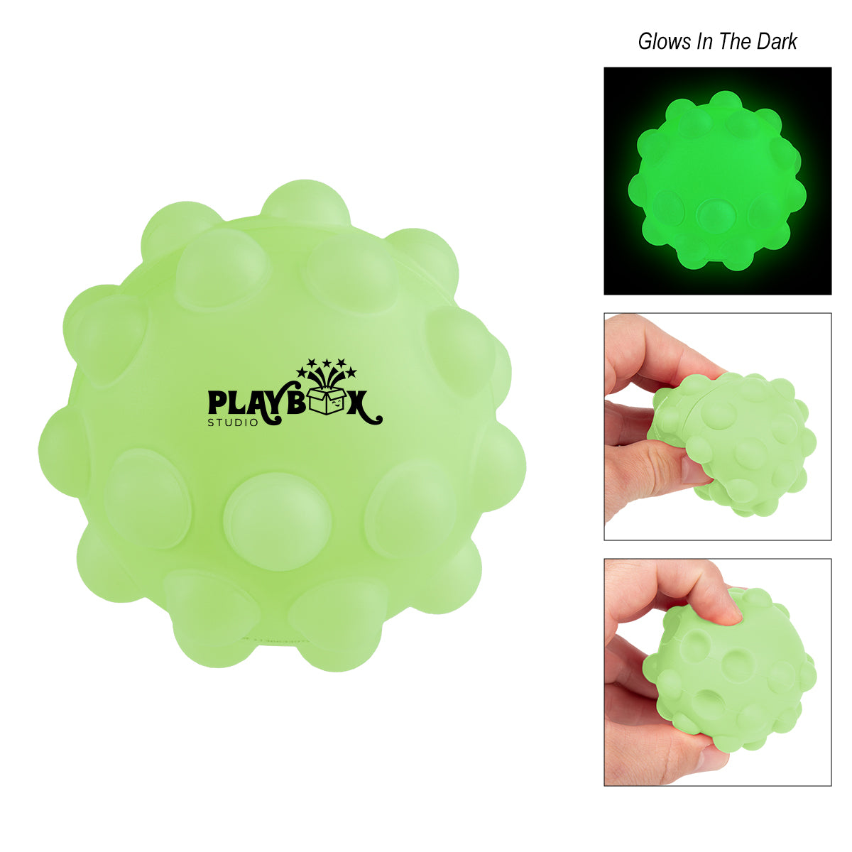 Push Pop Ball That Glows in the Dark - Green Glow - Pad Print