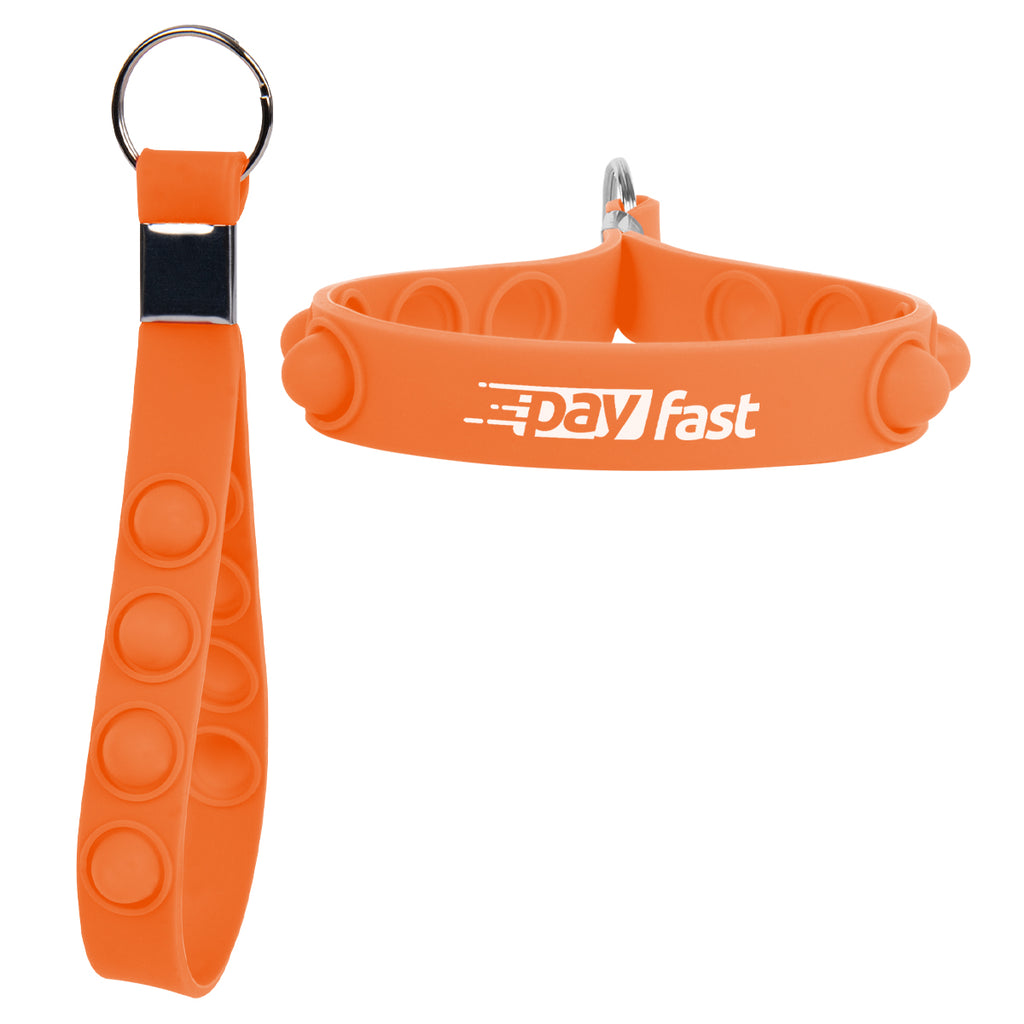 Push Pop Keychain Stress Reliever - Orange - Silk Screen