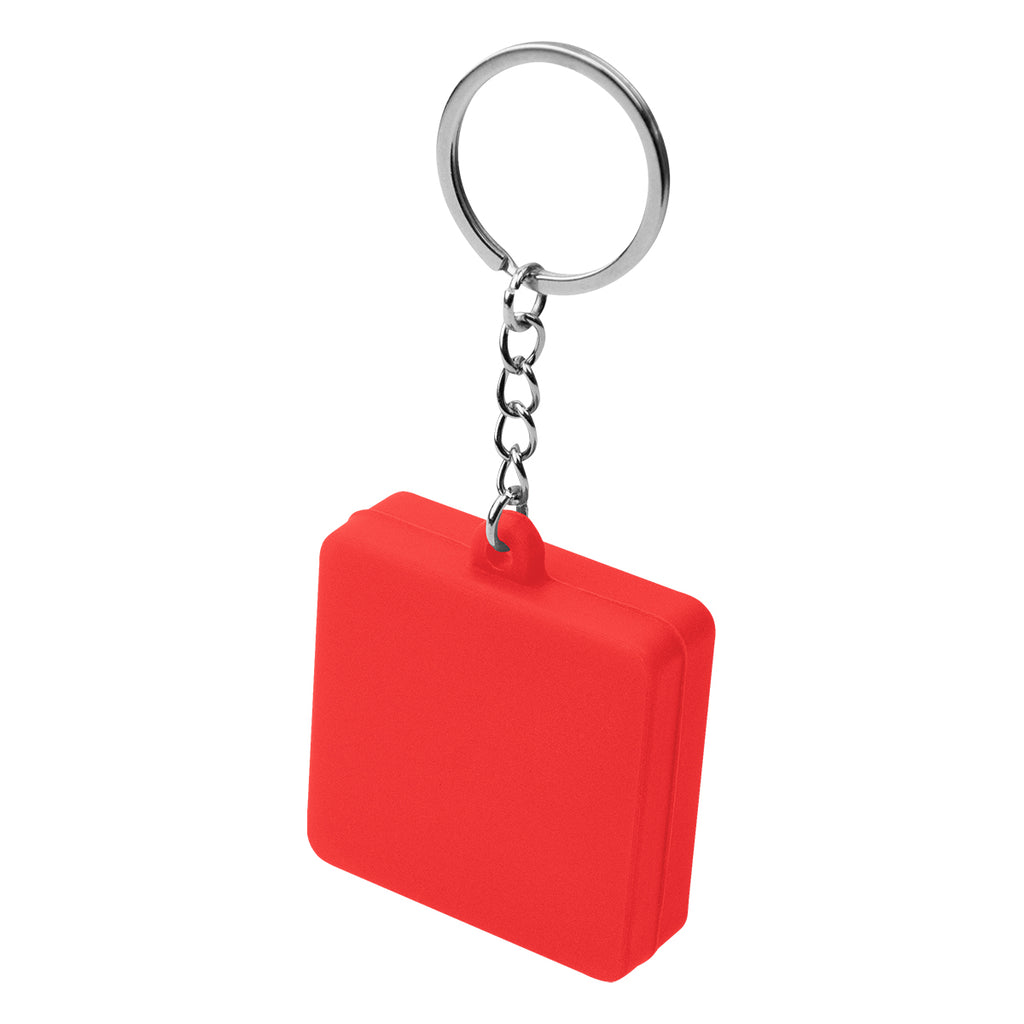Push Pop Keychain Stress Reliever, Square - Red - Angle