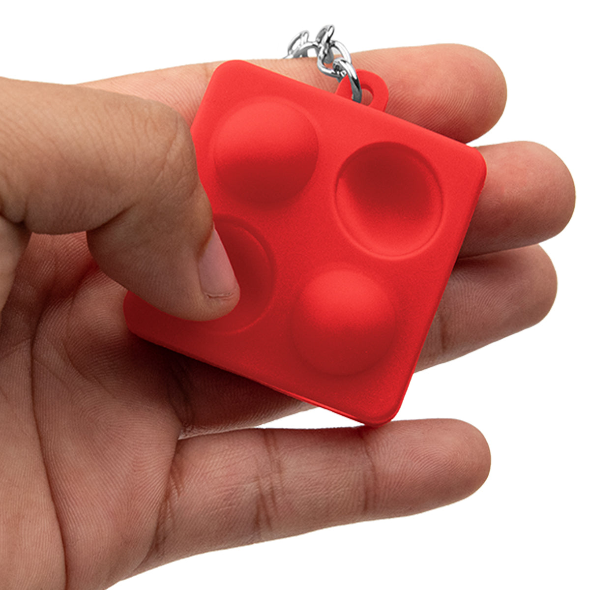 Push Pop Keychain Stress Reliever, Square - Red - Inset