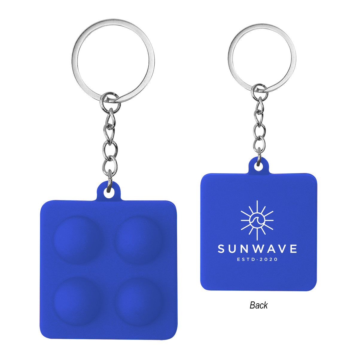 Push Pop Keychain Stress Reliever, Square - Royal Blue - Pad Print