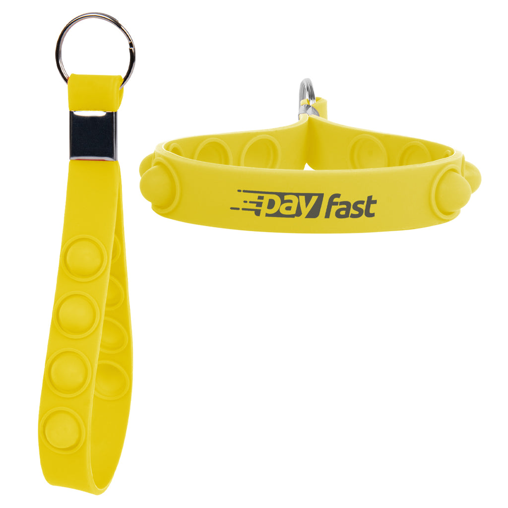 Push Pop Keychain Stress Reliever - Yellow - Silk Screen