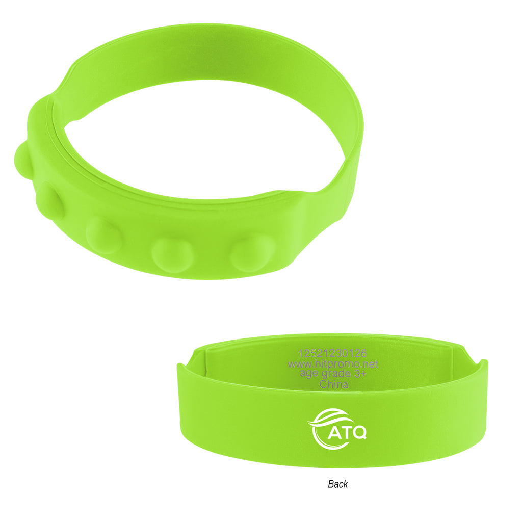 Push Pop Wristband in Recycled Silicone - Lime Green - Silk Screen