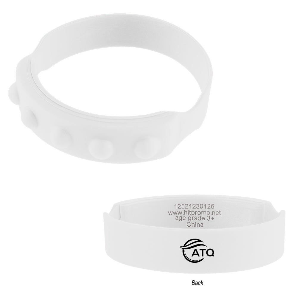 Push Pop Wristband in Recycled Silicone - White - Silk Screen