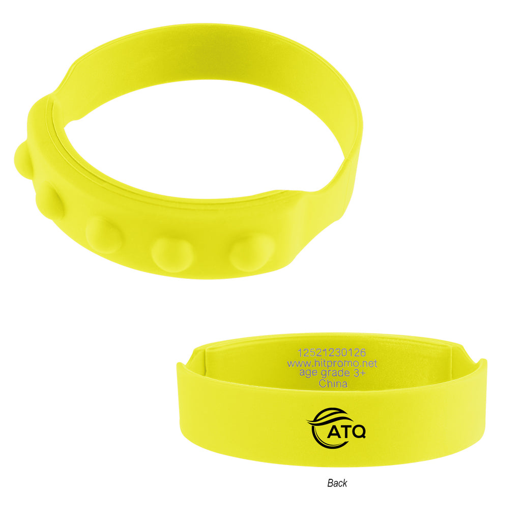 Push Pop Wristband in Recycled Silicone - Yellow - Silk Screen