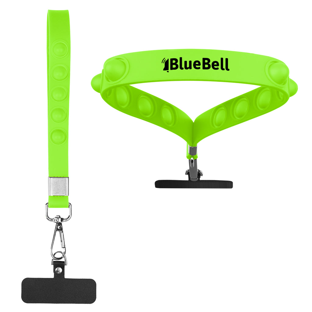 Push Pop Wristlet That Tethers a Phone - Lime Green - Pad Print