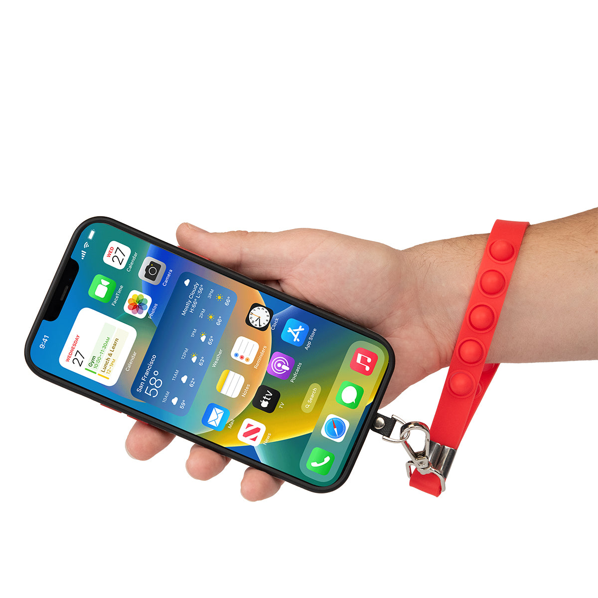 Push Pop Wristlet That Tethers a Phone - Red - Wrist_Phone